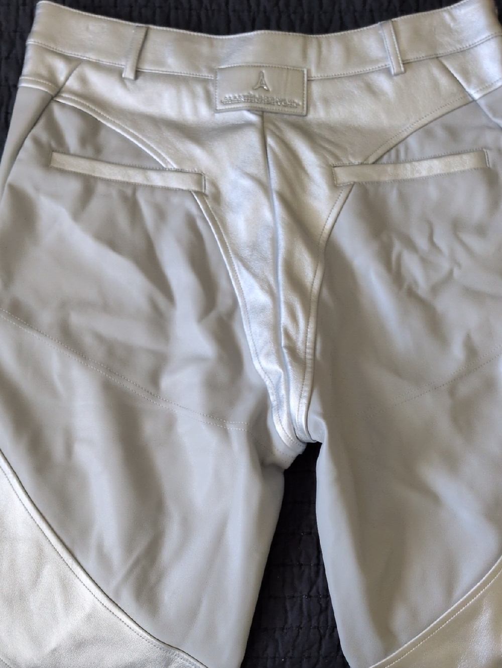 Maniere De Voir High-Waist Silver Faux Leather Pants NWT Size 12 - Picture 5 of 10